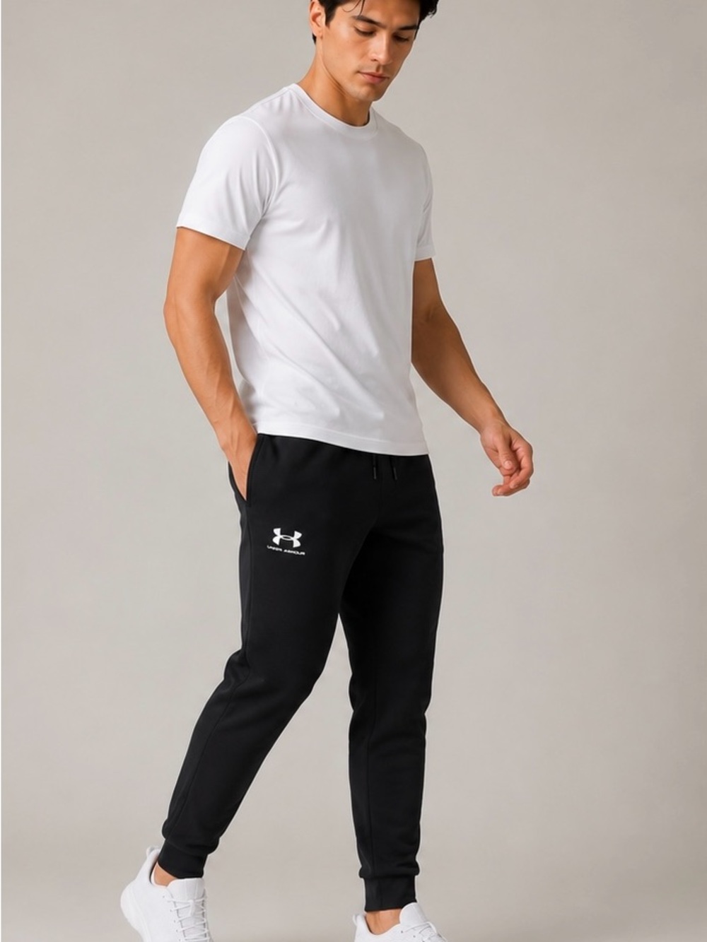 Under Armour Black Jogger Sweatpants with White Logo